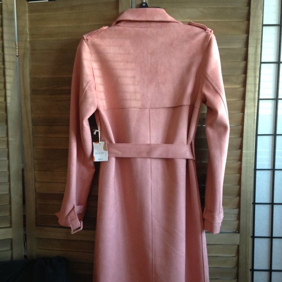 Gorgeous Fluffy Casual Rose Removable Belt Side Pockets Open Front Coat - Picture 6 of 16